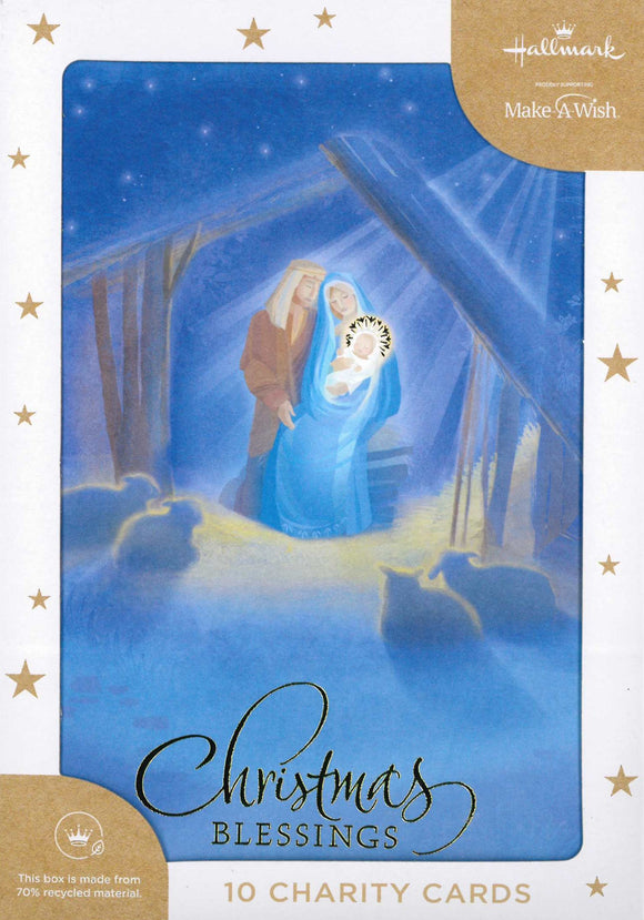 CHRISTMAS BOXED CARDS HALLMARK MAKE-A-WISH CHRISTMAS BLESSINGS 10PK