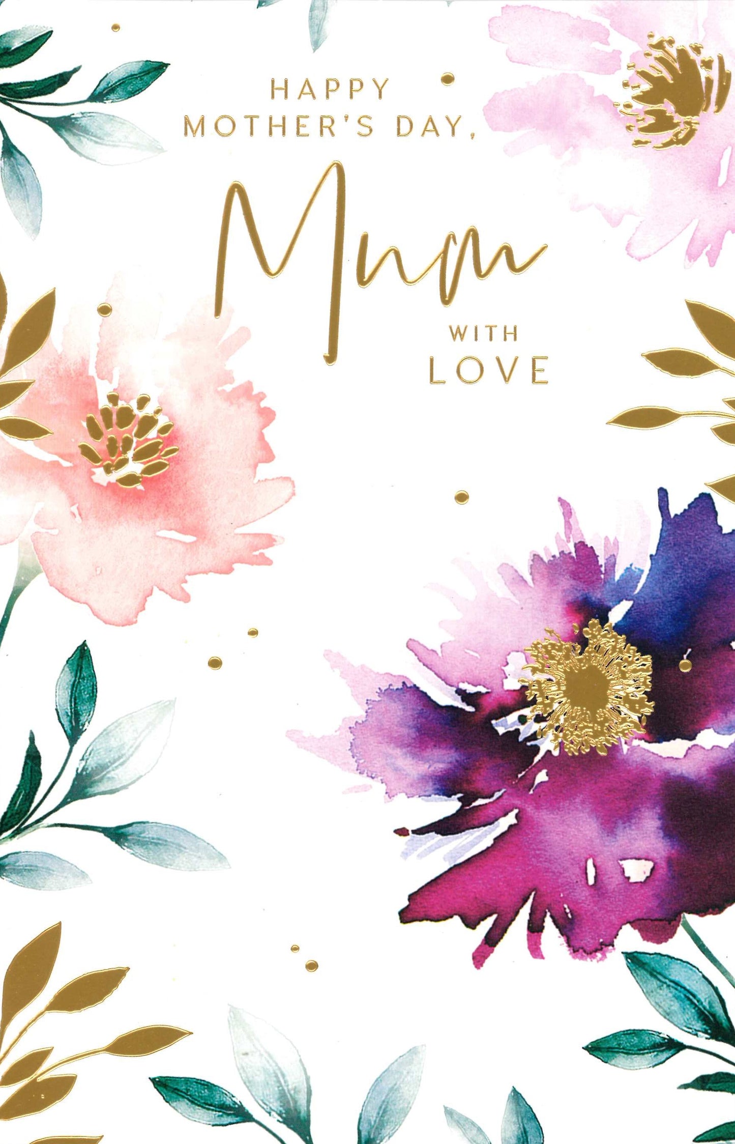 MOTHERS DAY CARD MUM FLORAL WATERCOLOUR