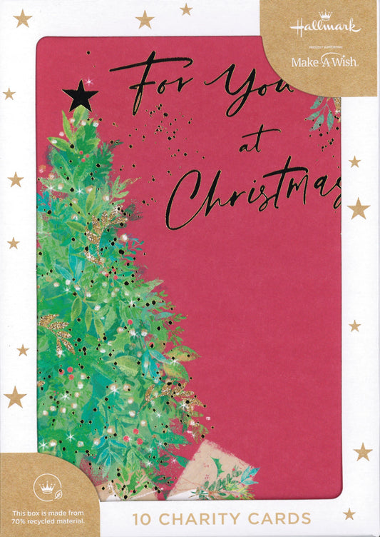 CHRISTMAS BOXED CARDS PRESENTS TREE 10 PACK
