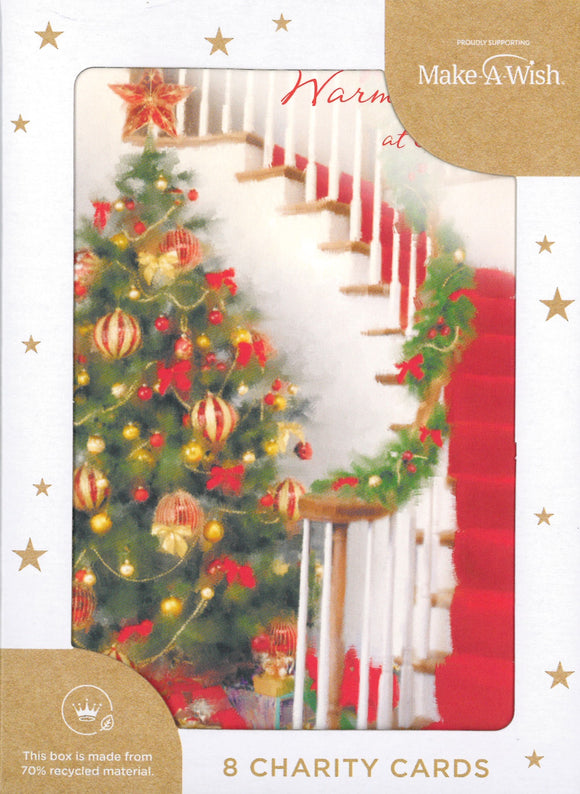 CHRISTMAS BOXED CARDS TREE AND STAIRS 8 PACK