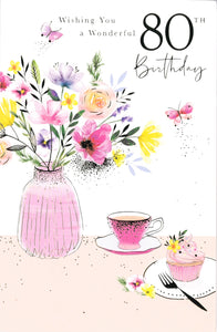 BIRTHDAY CARD 80TH TEA PARTY