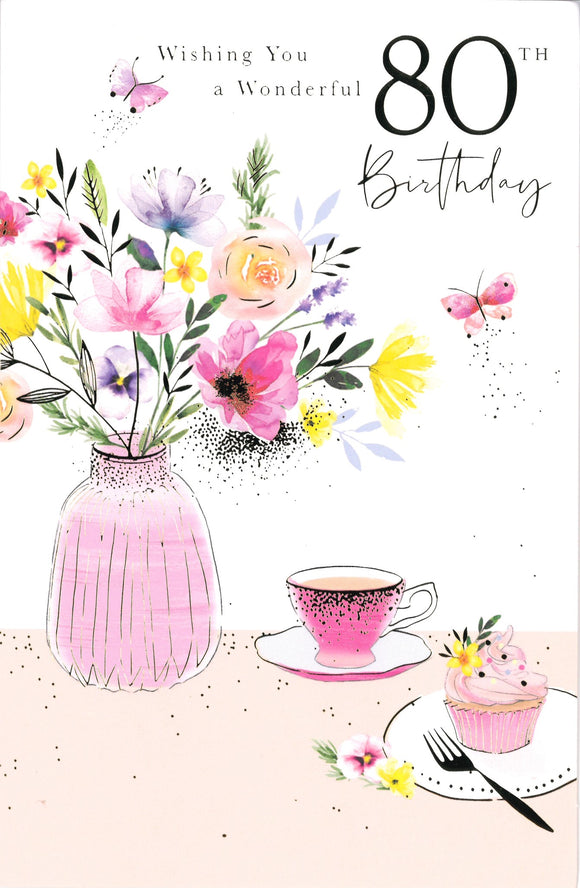 BIRTHDAY CARD 80TH TEA PARTY