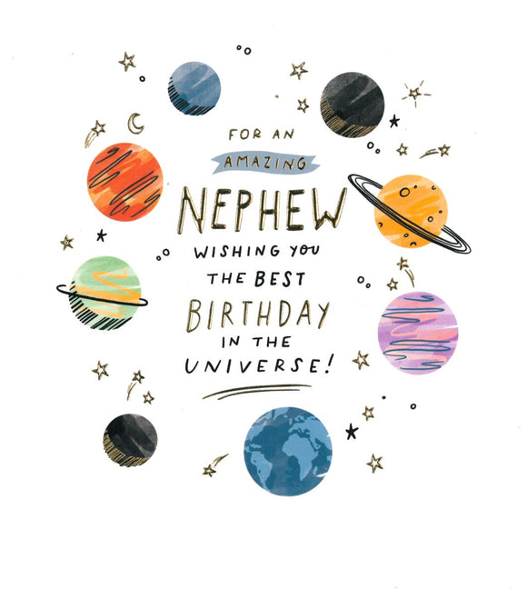 BIRTHDAY CARD NEPHEW PLANETS