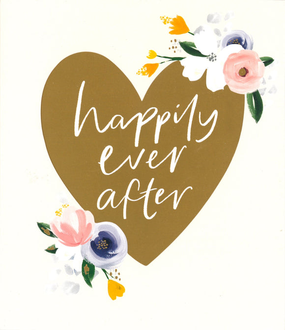 WEDDING CARD HAPPILY EVER AFTER GOLD HEART