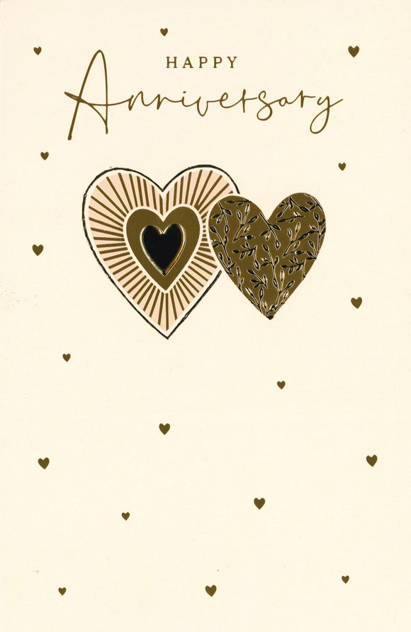 ANNIVERSARY CARD GOLD HEARTS