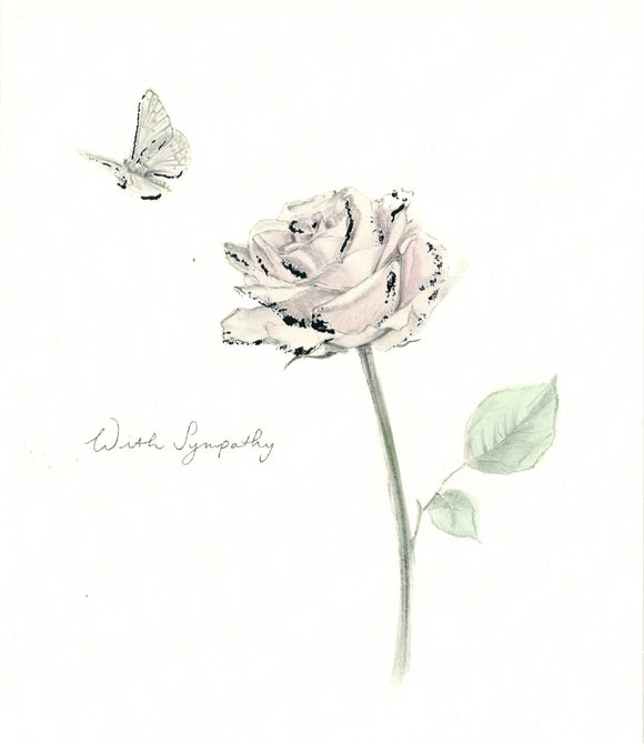 SYMPATHY CARD ROSE & BUTTERFLY