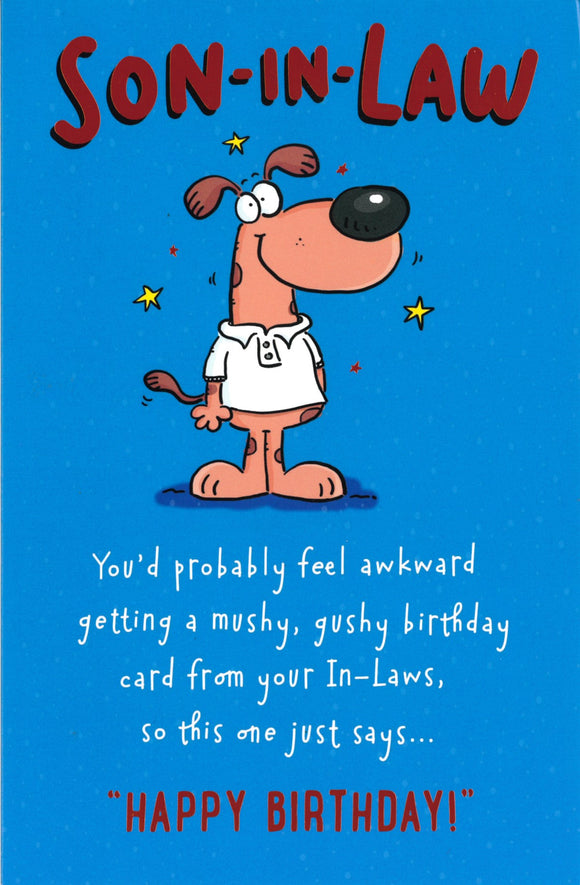BIRTHDAY CARD SON-IN-LAW CARTOON DOG
