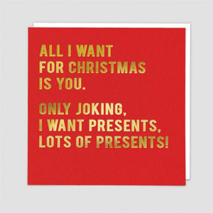 CHRISTMAS CARD ALL I WANT FOR CHRISTMAS