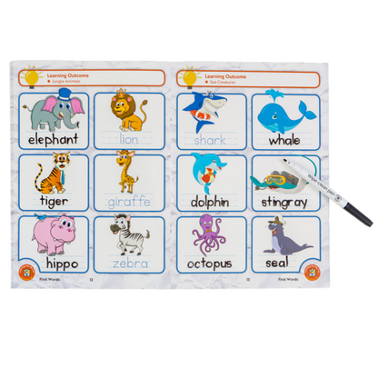 LCBF FIRST WORDS WIPE-CLEAN LEARNING BOOK WITH MARKER