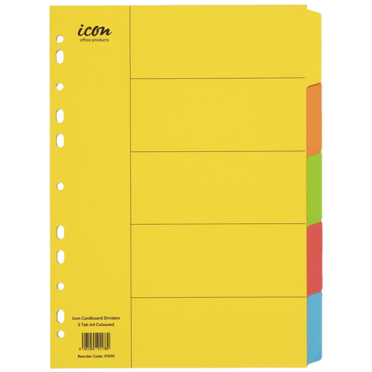 ICON 5-TAB CARDBOARD DIVIDERS
