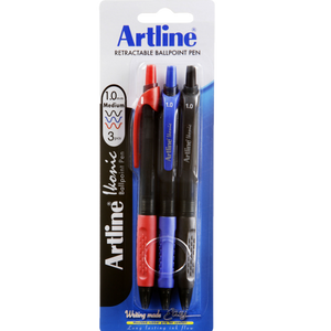 IKONIC RETRACTABLE BALLPOINT ASSORTED 3 PACK
