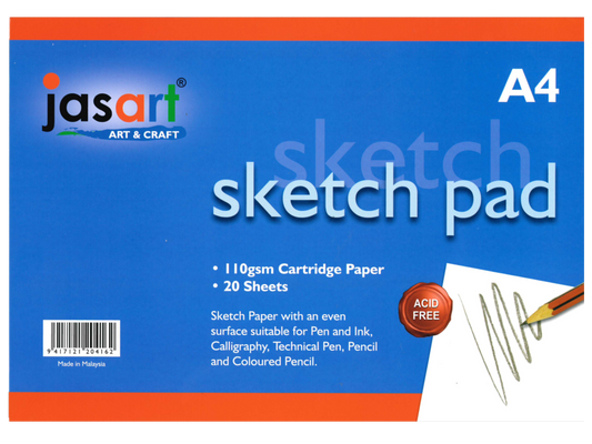 JASART A4 GUMMED SKETCH PAD 20 SHEETS
