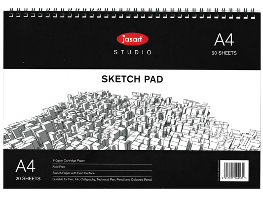 JASART A4 SPIRAL BOUND SKETCH PAD 20 SHEETS
