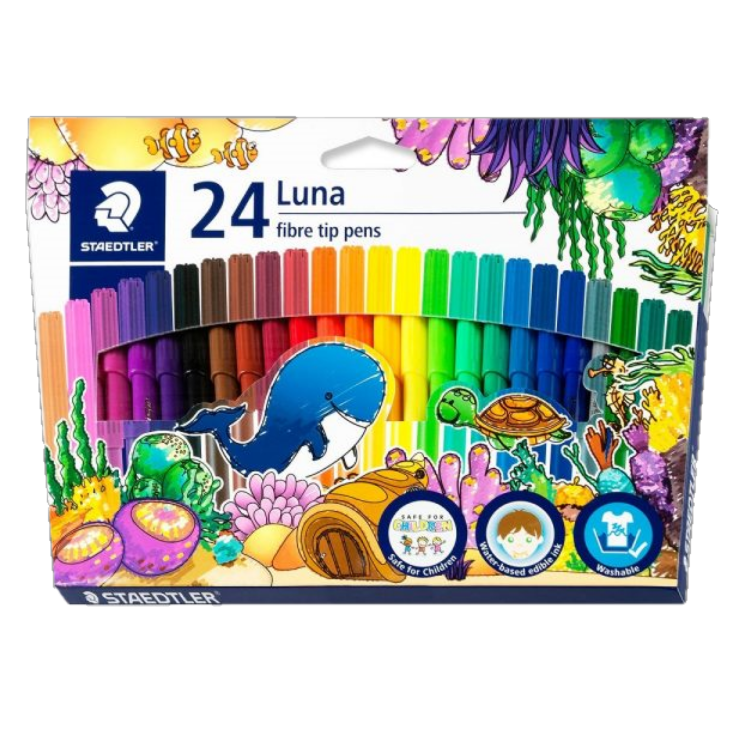 LUNA FIBRE TIP FELT PENS 24 ASSORTED COLOURS