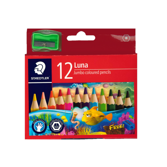 LUNA JUMBO COLOURED PENCILS HALF-LENGTH 12 PACK
