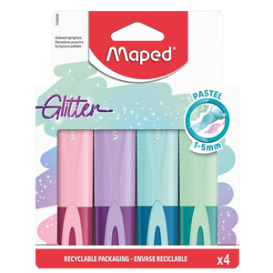 MAPED GLITTER PASTEL HIGHLIGHTERS 4 PACK