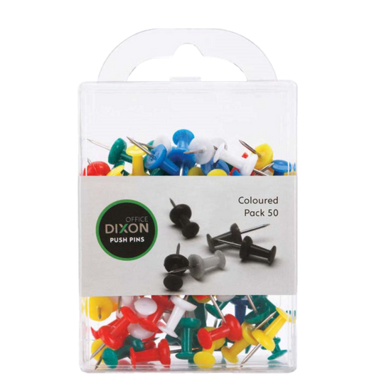 DIXON PUSH PINS ASSORTED COLOURS PACK 50