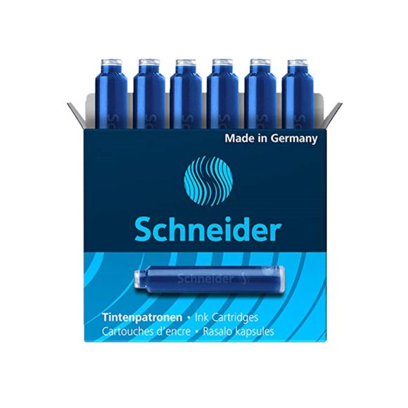 SCHNEIDER INTERNATIONAL STANDARD INK CARTRIDGE REFILLS BLUE 6 PACK