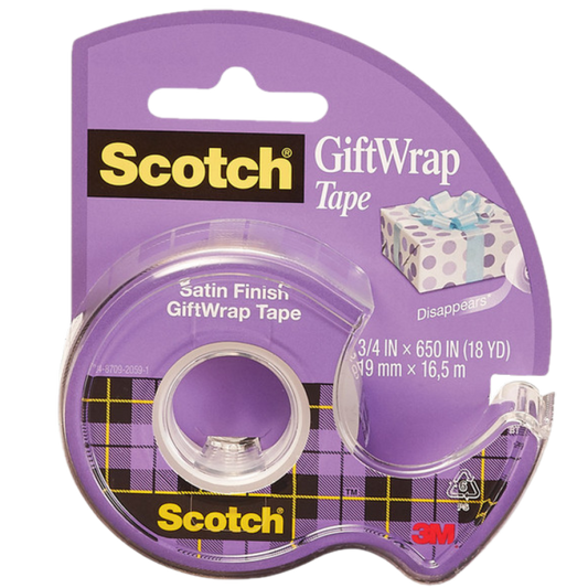 SCOTCH GIFT-WRAP TAPE ON DISPENSER 19MMX16.5M