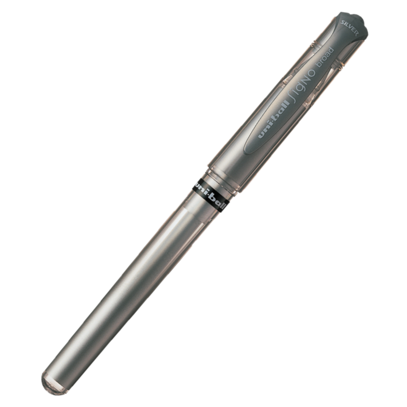 UNI SIGNO BROAD 1.0MM ROLLERBALL PEN METALLIC SILVER