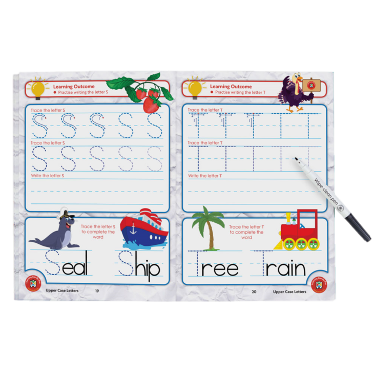 LCBF UPPER CASE LETTERS WIPE-CLEAN LEARNING BOOK